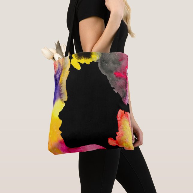 Sonnenblume Dame Silhouette Aquarellkunst Tasche (Von Nahem)