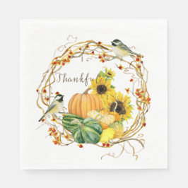 Sonnenblume Dank Fall Pumpkin Erntedank Serviette