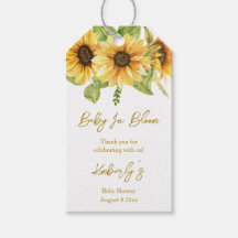 Sonnenblume | Danke Baby Shower Geschenkanhänger