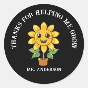 Sonnenblume danke, dass du mir geholfen hast, Lehr Runder Aufkleber