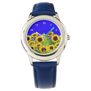 Sonnenblume Die Farben der ukrainischen Flagge beo Armbanduhr