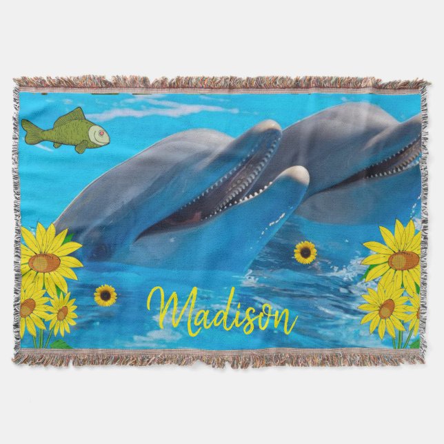 Sonnenblume Dolphin Throw Blanket Decke (Vorderseite)
