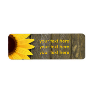 Sonnenblume Dunkle Holz Rustikale Land-Adressetike