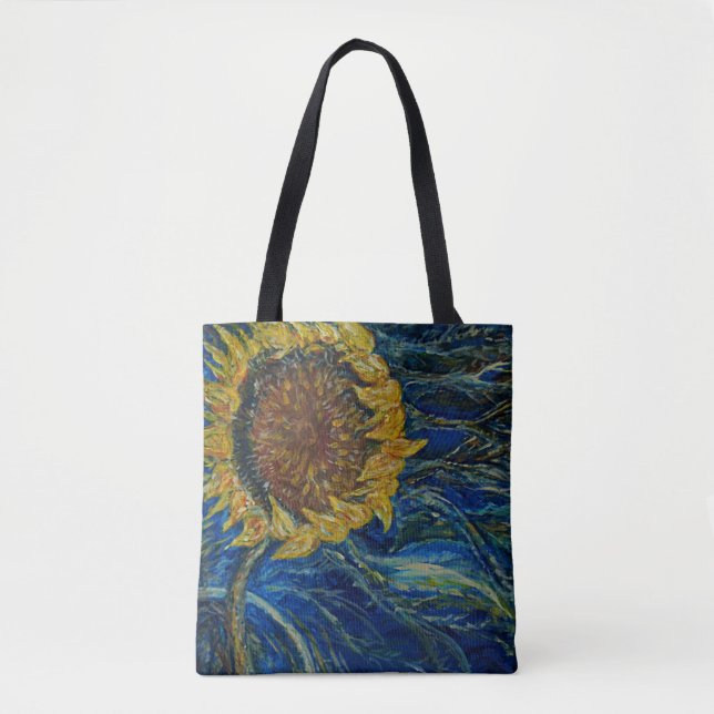 Sonnenblume durchgebrannte blaue tasche (Vorderseite)