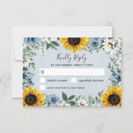 Sonnenblume Dusty Blue Country Rustikale Rose Hoch RSVP Karte
