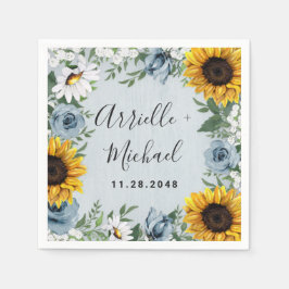 Sonnenblume Dusty Blue Country Rustikale Rose Hoch Serviette