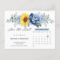 Sonnenblume Dusty Blue Peony Calendar Save the Dat