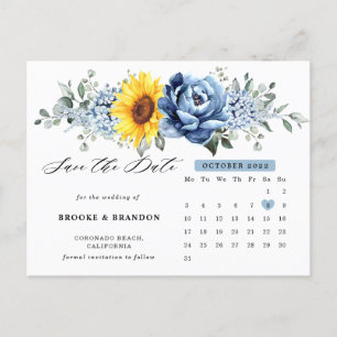 Sonnenblume Dusty Blue Pfingstrose Kalender Termin Postkarte