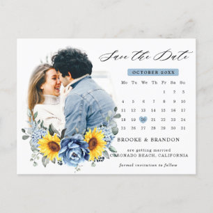 Sonnenblume Dusty Blue Pfingstrose Kalender Termin Postkarte