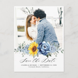 Sonnenblume Dusty Blue Schiefer Pfingstrose Termin Postkarte