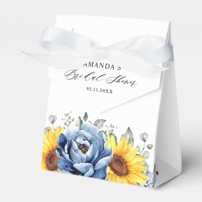 Sonnenblume Dusty Blue Slate Peony Brautparty Geschenkschachtel (Vorderseite)