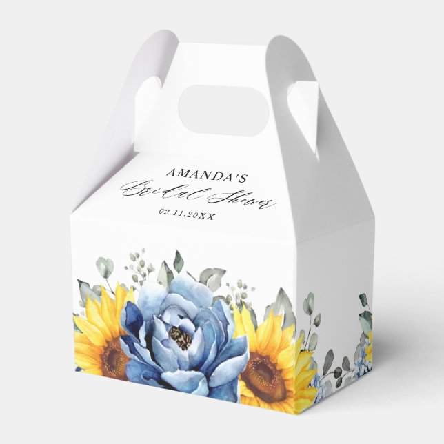 Sonnenblume Dusty Blue Slate Peony Brautparty Geschenkschachtel (Rückseite)