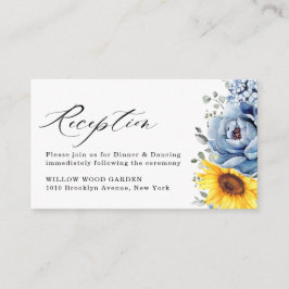 Sonnenblume Dusty Blue Slate Peony Floral Wedding Begleitkarte
