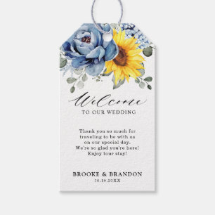 Sonnenblume Dusty Blue Slate Peony Floral Wedding Geschenkanhänger