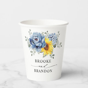 Sonnenblume Dusty Blue Slate Peony Floral Wedding Pappbecher