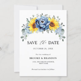 Sonnenblume Dusty Blue Slate Peony Floral Wedding Save The Date