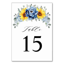 Sonnenblume Dusty Blue Slate Peony Floral Wedding Tischnummer