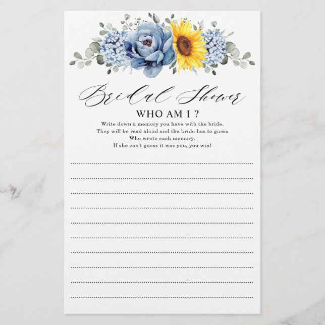 Sonnenblume Dusty Blue Slate Peony Who Bin I Game (Vorderseite)