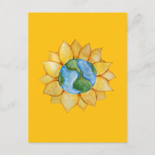 Sonnenblume Earth Day Sonniger Sommer Erde Postkarte