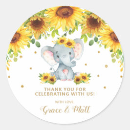 Sonnenblume Elefant Danke Golden Glitzer Runder Aufkleber