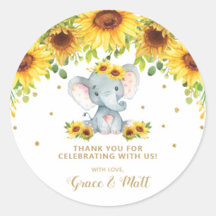 Sonnenblume Elefant Danke Golden Glitzer Runder Aufkleber