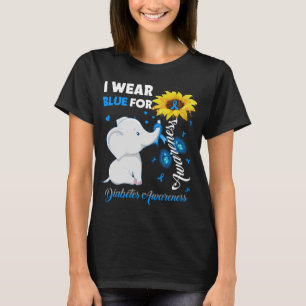 Sonnenblume Elefant ich trage Blau für Diabetes T-Shirt