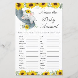 Sonnenblume Elefantendusche Name des Babytieres