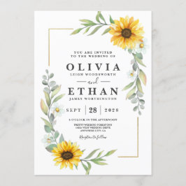Sonnenblume Elegant Rustic Geometric Gold Einladung