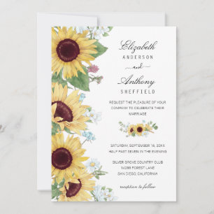 Sonnenblume Elegante Hochzeit der Rustikalen Blume Einladung