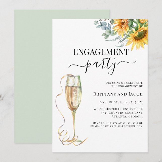 Sonnenblume Elegante Hochzeitsparty Einladung (Vorne/Hinten)