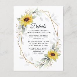 Sonnenblume Elegante Rustic Geometric Gold Hochzei Begleitkarte