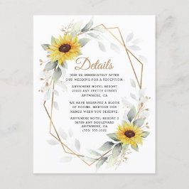 Sonnenblume Elegante Rustic Geometric Gold Hochzei Begleitkarte