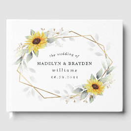 Sonnenblume Elegante Rustic Geometric Gold Hochzei Gästebuch