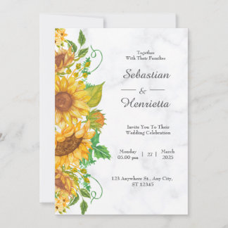 Sonnenblume Elegante Rustikale Hochzeit Einladung