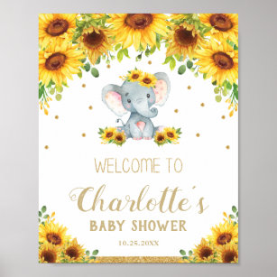 Sonnenblume Elephant Baby Dusche Geburtstag Begrüß Poster