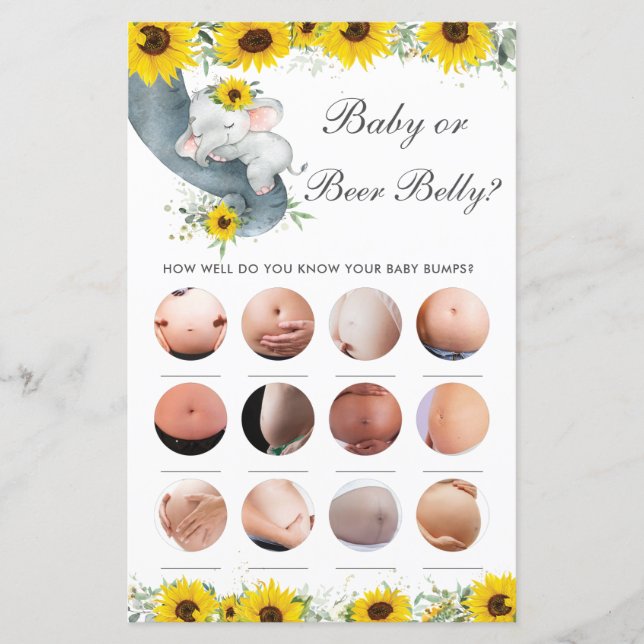 Sonnenblume Elephant Duwer Baby oder Bierbauch Gam (Vorderseite)