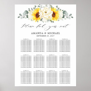 Sonnenblume Elfenbein Pfingstrose Florale Hochzeit Poster