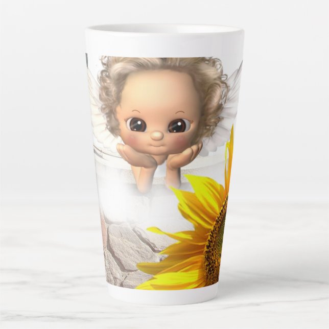 Sonnenblume Engel Latte Tasse (Vorderseite)