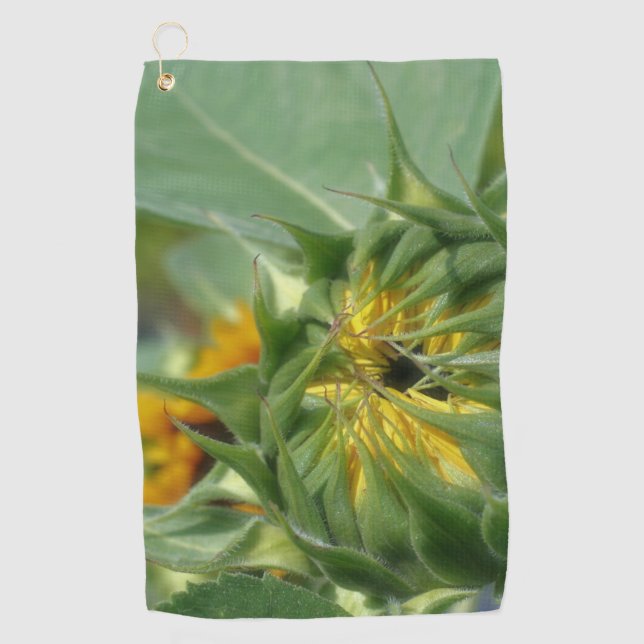 Sonnenblume entfaltet sich blumengeschmückt golfhandtuch (Vorderseite)