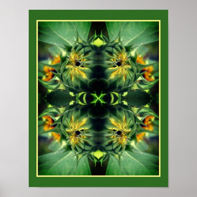 Sonnenblume Entfaltungsspiegel Abstrakt Poster (Vorne)