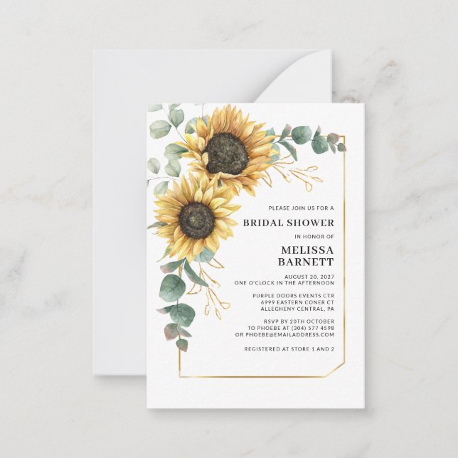 Sonnenblume Eukalyptus Bridal Dusche Einladung (Vorderseite)