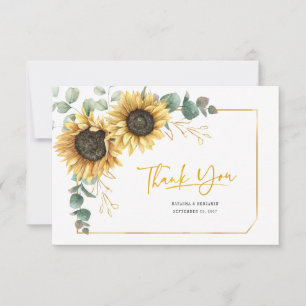 Sonnenblume Eukalyptus Floral Botanische Hochzeit Dankeskarte