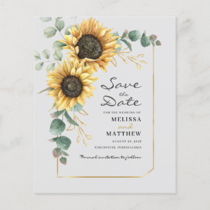 Sonnenblume Eukalyptus Florale Save The Date Flyer