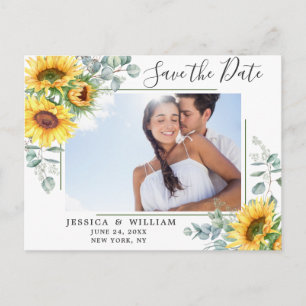 Sonnenblume Eukalyptus-FOTO Hochzeitssache Datum s Postkarte