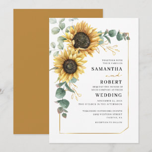 Sonnenblume Eukalyptus Geometric Wedding Einladung