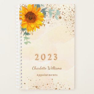 Sonnenblume Eukalyptus Glitter Gold Monogramm 2023 Planer