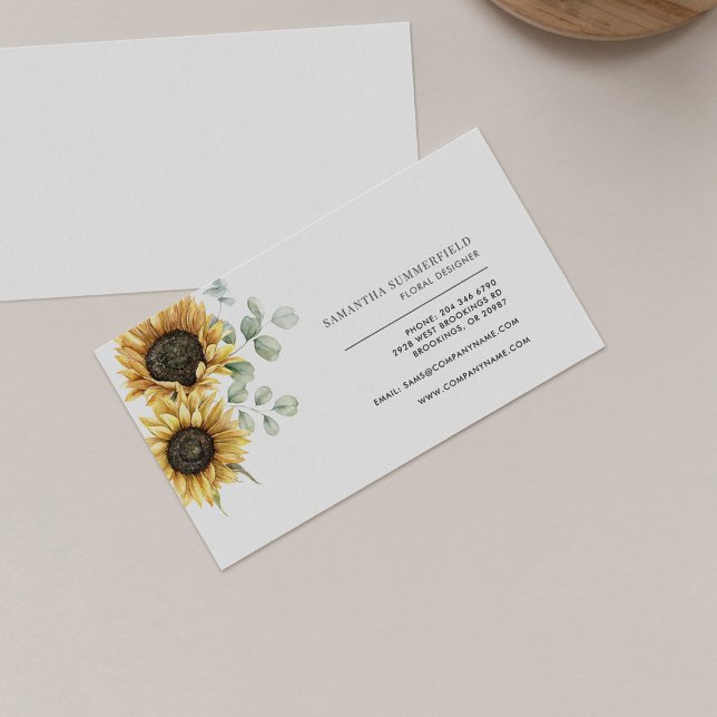 Sonnenblume Eukalyptus Greenery Florist Visitenkarte (Sunflower Floral Greenery Florist Business Card)