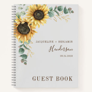Sonnenblume Eukalyptus Wedding Gästebuch Notizbuch
