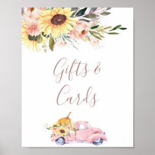Sonnenblume Floral Pumpkin Truck Baby Duschzeichen Poster