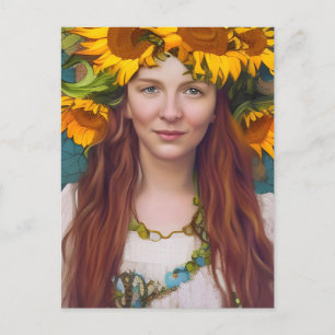 Sonnenblume Frau Postkarte
